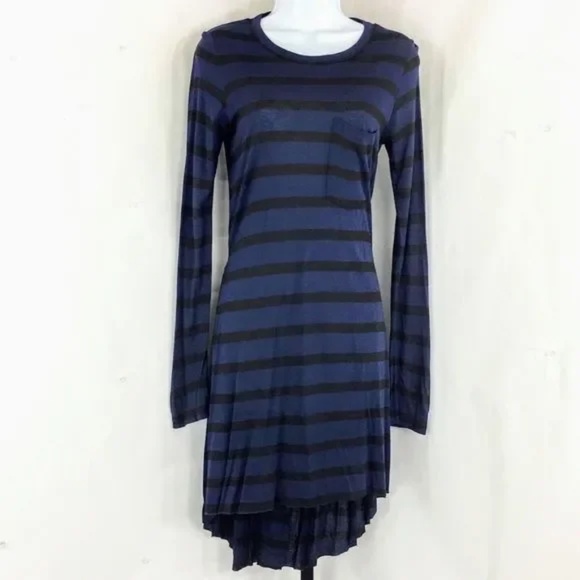 A.L.C. Cutout Dress Long Sleeve Blue Striped T Shirt Crewneck Size S - Picture 2 of 11